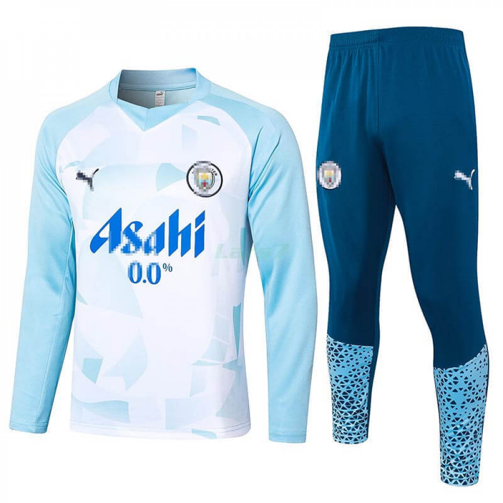 Sudadera de Entrenamiento Manchester City 2024/2025 Cuello Redondo Kit Azul/Blanco