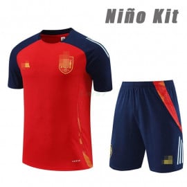 Camiseta de Entrenamiento España 2024 Niño Kit Rojo/Azul Marino