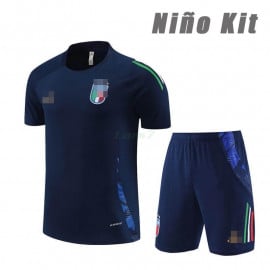 Camiseta de Entrenamiento Italia 2024 Niño Kit Azul