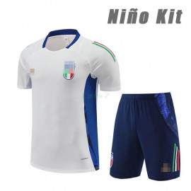 Camiseta de Entrenamiento Italia 2024 Niño Kit Blanco/Azul