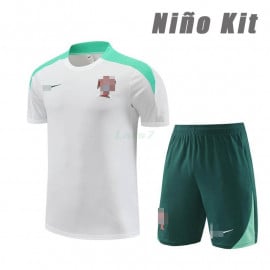 Camiseta de Entrenamiento Portugal 2024 Niño Kit Blanco/Verde