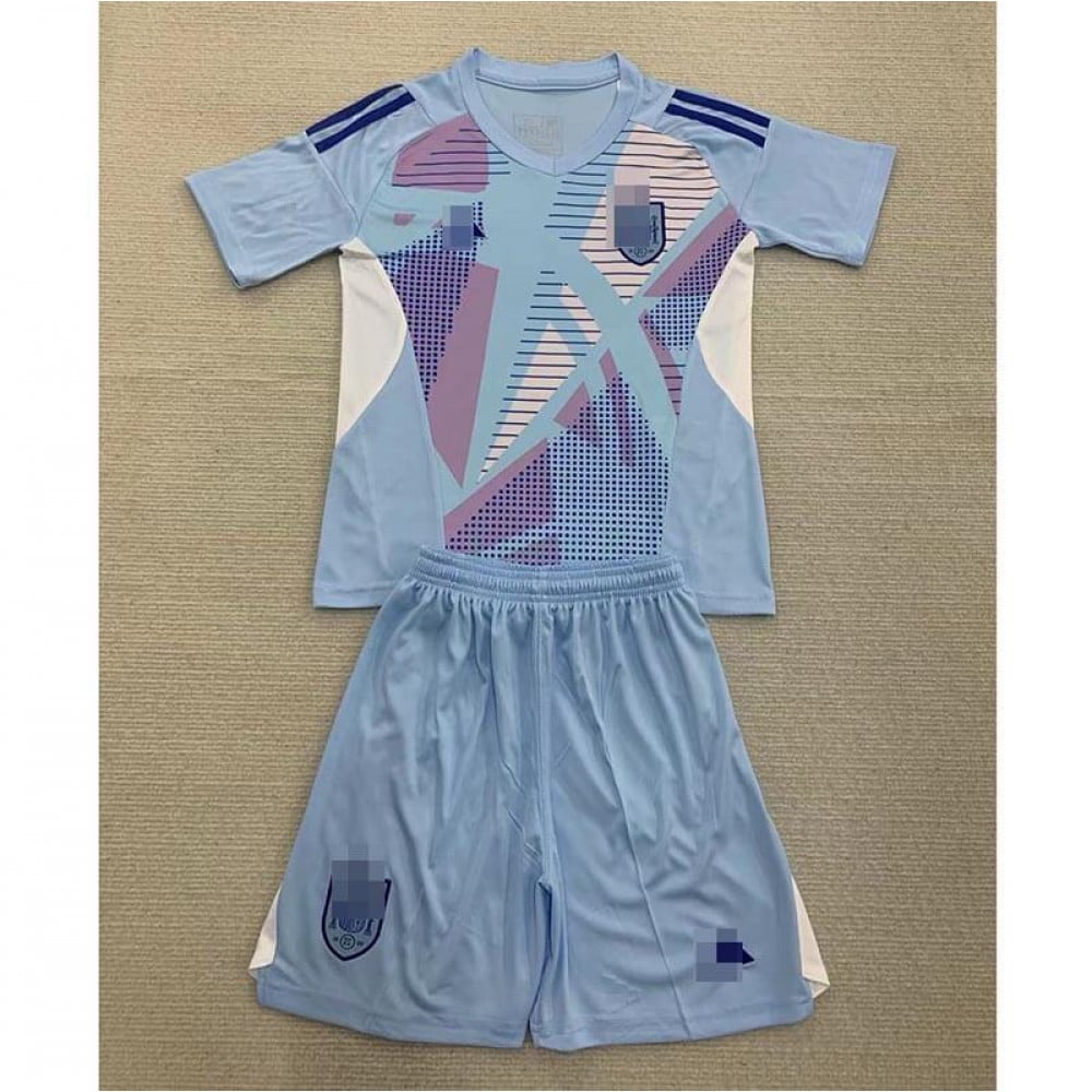 Camiseta De Portero España 2024 Niño Kit Azul Claro