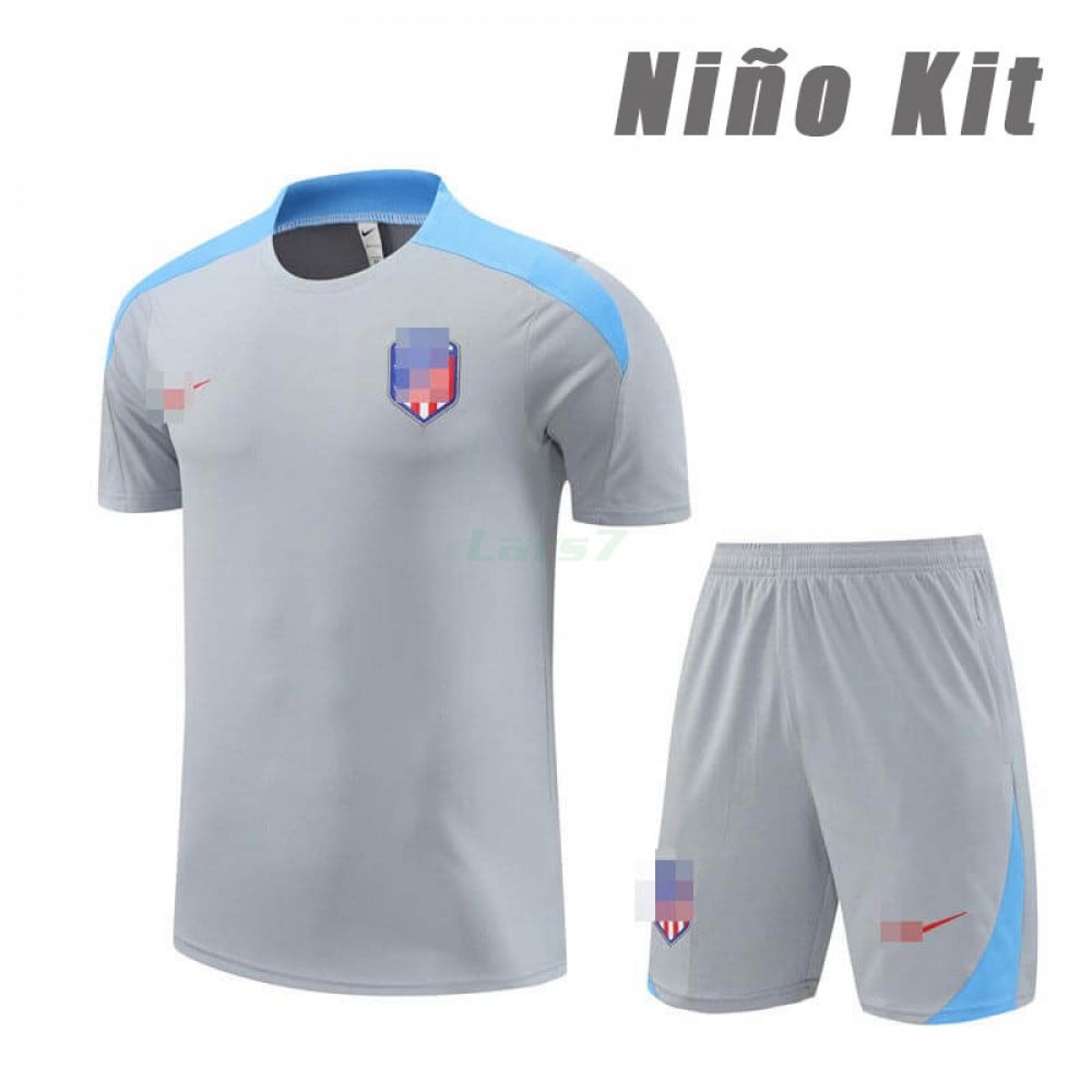 Camiseta de Entrenamiento Atlético de Madrid 2024/2025 Niño Kit Gris Claro (El Escudo Anterior)