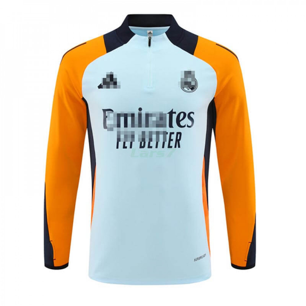 Sudadera de Entrenamiento Real Madrid 2024/2025 Azul Claro/Naranja