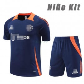 Camiseta de Entrenamiento Manchester United 2024/2025 Niño Kit Azul Oscuro/Naranja