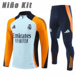 Sudadera de Entrenamiento Real Madrid 2024/2025 Niño Kit Azul Claro/Naranja