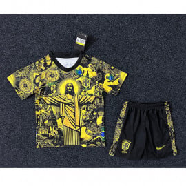 Camiseta Brasil 2024 Especial Edición Negro/Amarillo Niño Kit