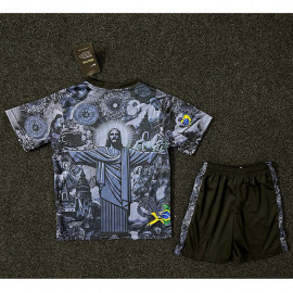 Camiseta Brasil 2024 Especial Edición Negro/Gris Niño Kit