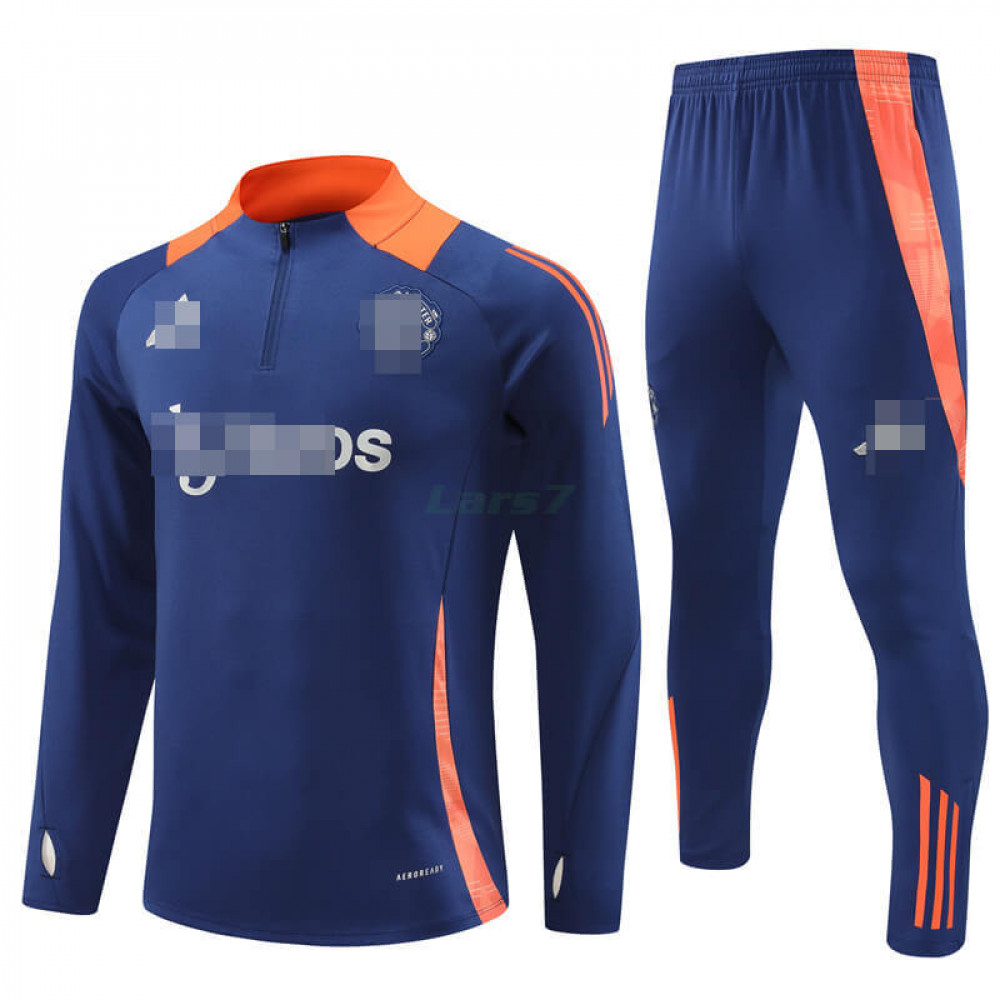 Sudadera de Entrenamiento Manchester United 2024/2025 Azul Marino/Naranja