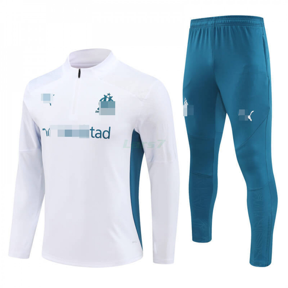 Sudadera de Entrenamiento Olympique Marsella 2024/2025 Kit Blanco/Turquesa