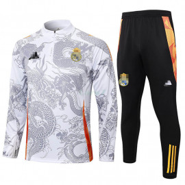 Sudadera De Entrenamiento Real Madrid 2024/2025 Kit Blanco/Gris con Estampado