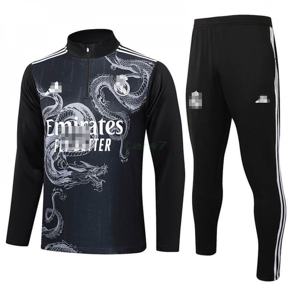 Sudadera De Entrenamiento Real Madrid 2024/2025 Kit Negro con Estampado