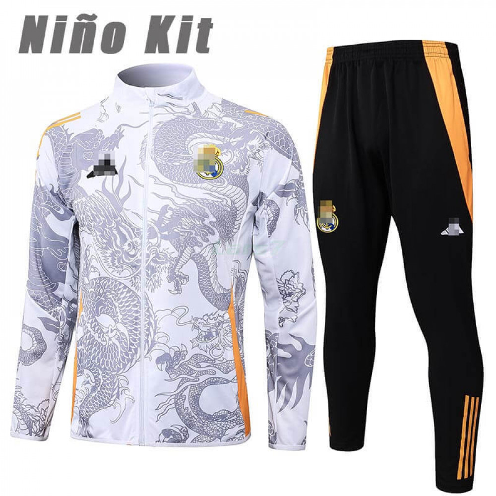 Chandal Real Madrid 2024/2025 Niño Blanco/Gris con Estampado