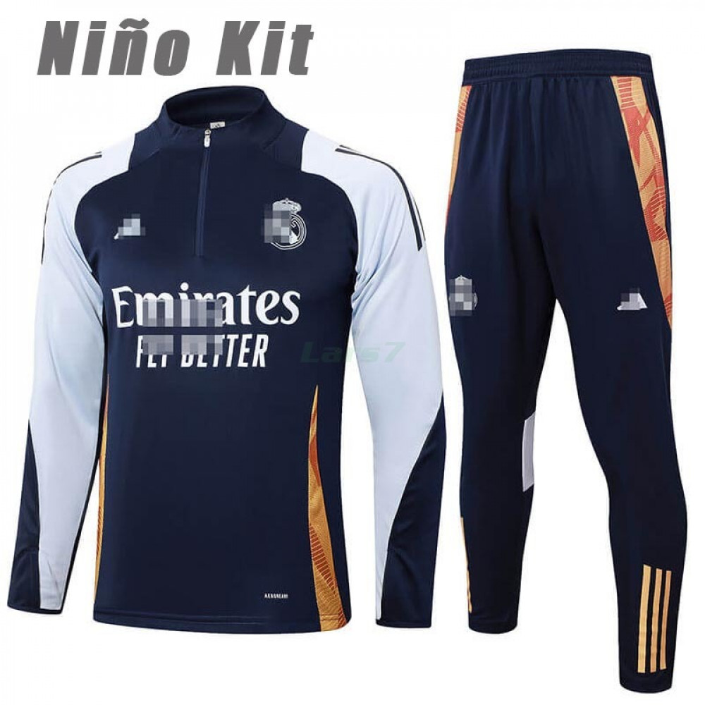 Sudadera De Entrenamiento Real Madrid 2024/2025 Niño Kit Azul Marino/Azul Claro