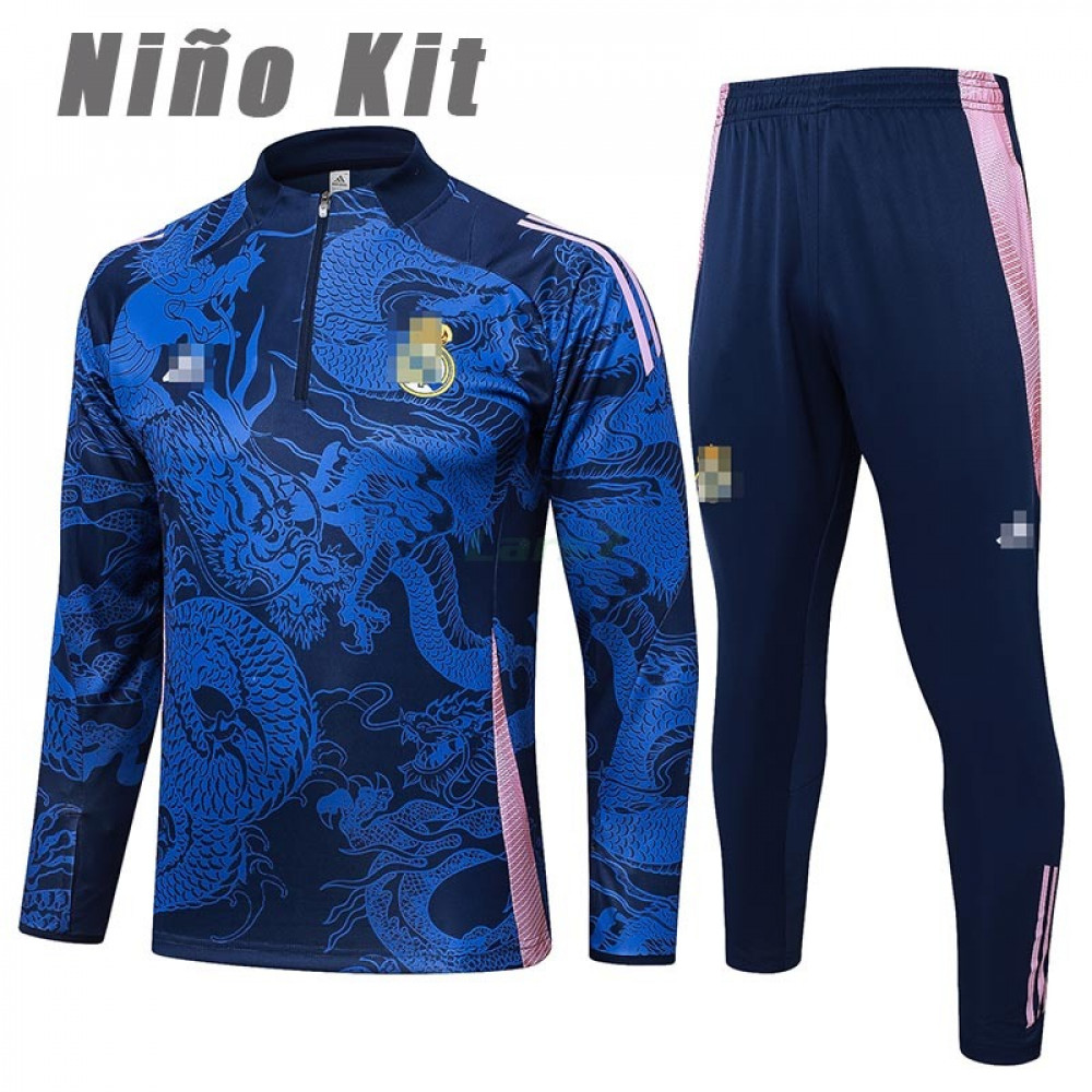 Sudadera De Entrenamiento Real Madrid 2024/2025 Niño Kit Azul/Rosa con Estampado