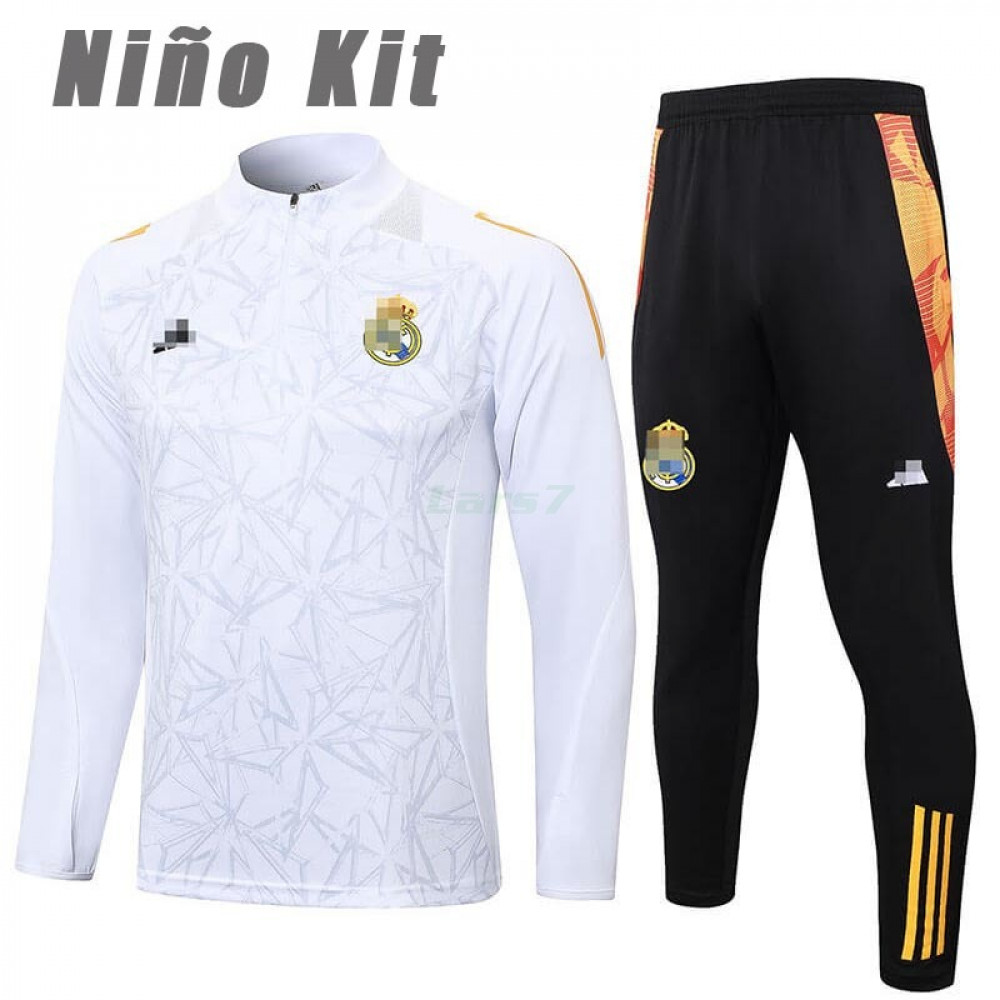 Sudadera De Entrenamiento Real Madrid 2024/2025 Niño Kit Blanco/Gris