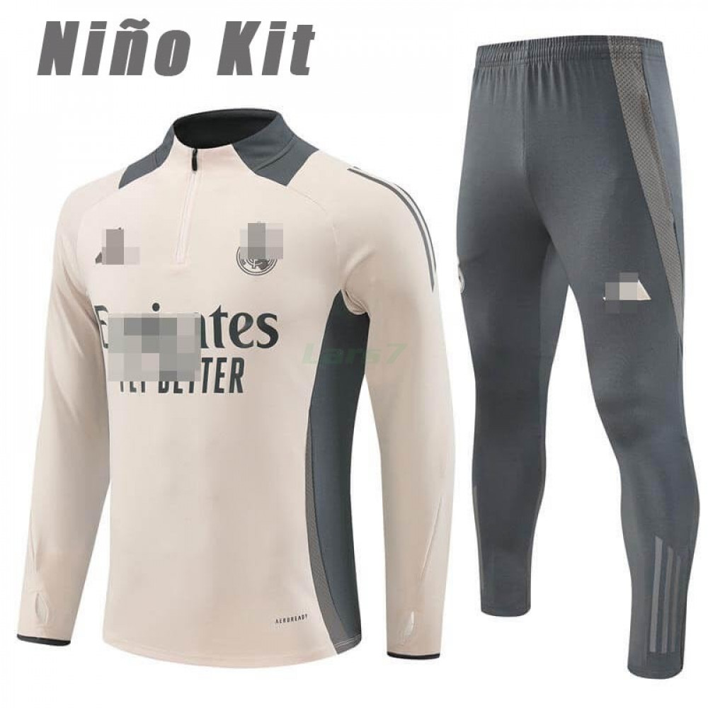 Sudadera De Entrenamiento Real Madrid 2024/2025 Niño Kit Caqui/Gris