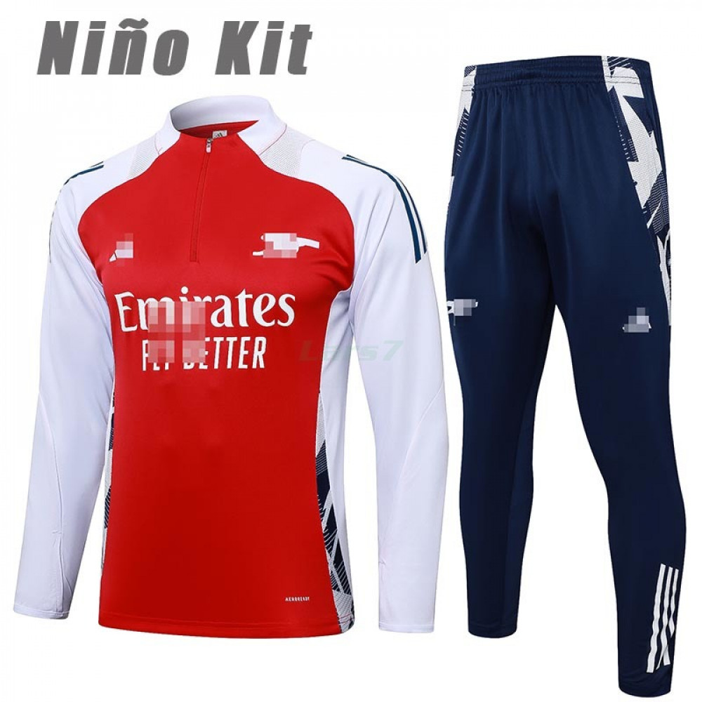 Sudadera De Entrenamiento Arsenal 2024/2025 Niño Kit Rojo/Blanco