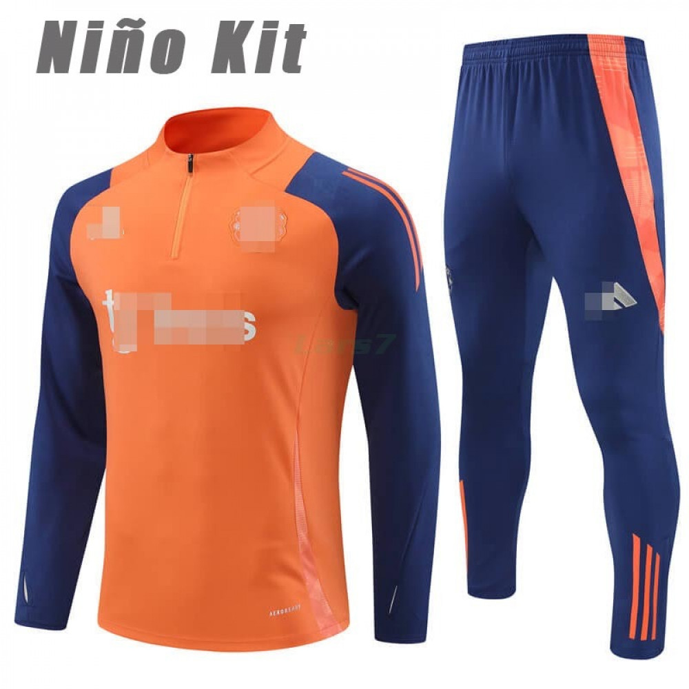 Sudadera de Entrenamiento Manchester United 2024/2025 Niño Kit Naranja/Azul