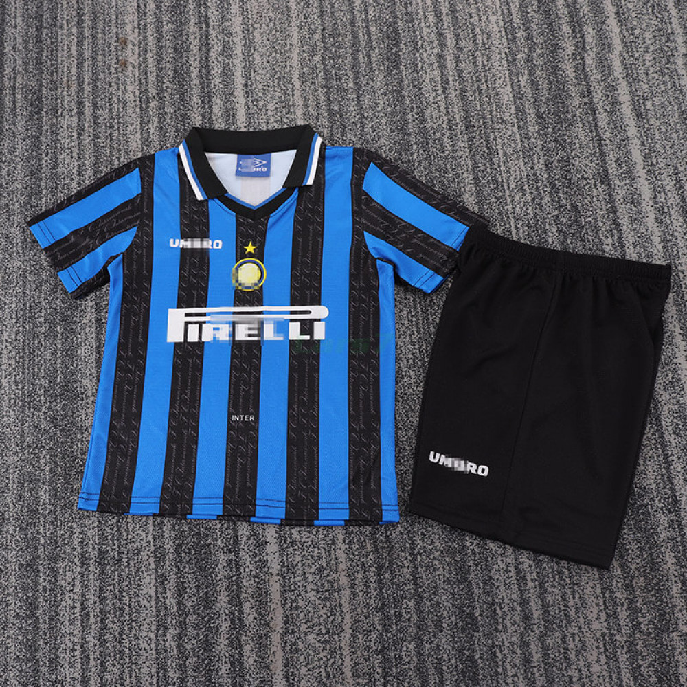 Camiseta Inter de Milan 1ª Equipación Retro 97/98 Niño Kit