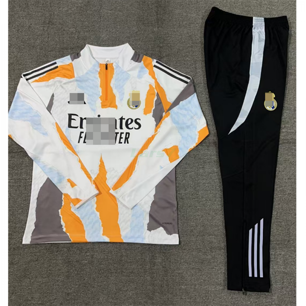 Sudadera De Entrenamiento Real Madrid 2024/2025 Kit Blanco/Naranja/Gris