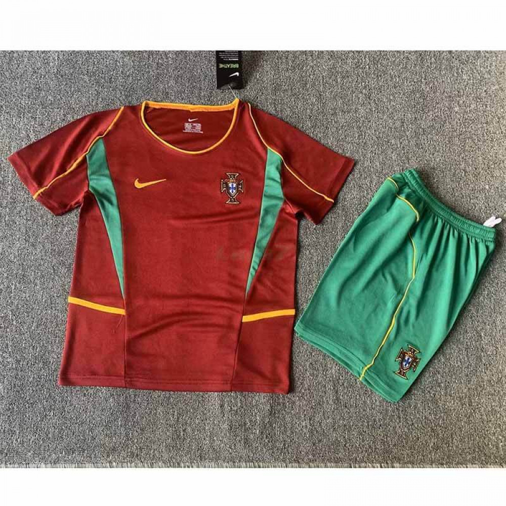 Camiseta Portugal 1ª Equipación Retro 2002 Niño Kit