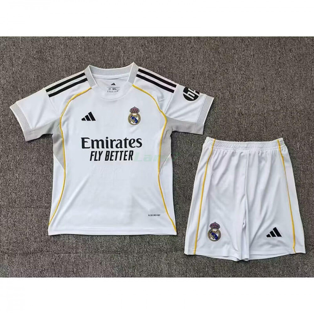 Camiseta Real Madrid 2025/2026 Blanco/Gris Niño Kit