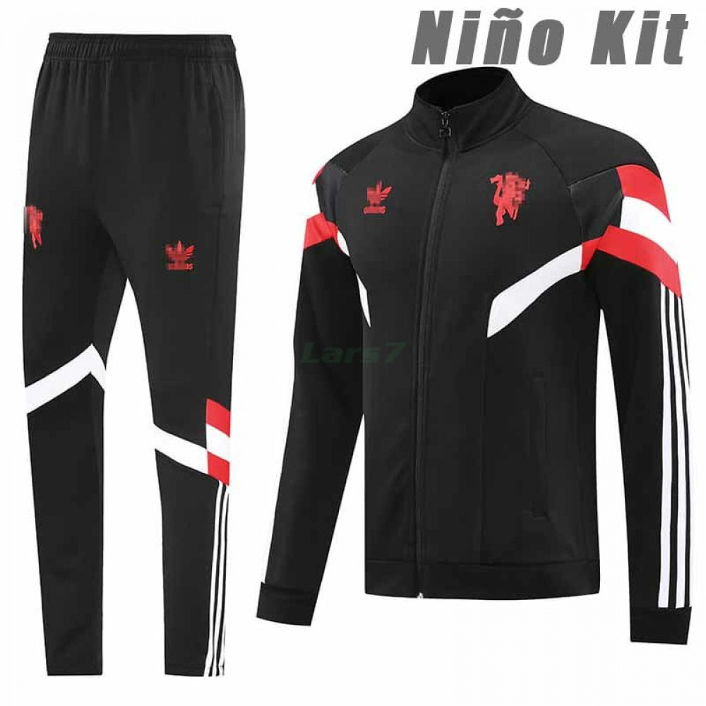 Chandal Manchester United 2024/2025 Niño Negro/Rojo/Blanco