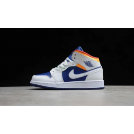 Air Jordan 1 Corte Medio White Laser Orange Deep Royal Blue