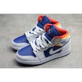 Air Jordan 1 Corte Medio White Laser Orange Deep Royal Blue