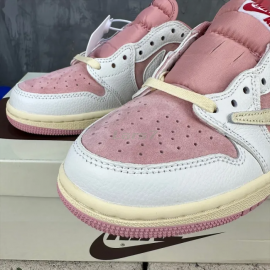 Travis Scott x Air Jordan 1 Corto Bajo Rosa Blanco