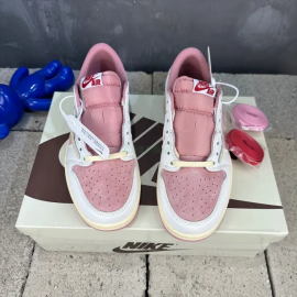 Travis Scott x Air Jordan 1 Corto Bajo Rosa Blanco