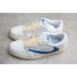 Travis Scott x Fragment x Air Jordan 1 Corte Bajo Cream Blanco Azul TS